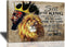 African American Wall Art Lion and King Canvas Wall Decor Black Man Poster Motivational and Inspirational Quotes Home Decor Afro Black King Framed Artwork for Bedroom King Wall Decor for Men 16"x12"