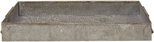 16" Galvanized Metal Candle Tray, Outdoor Planter or Serving Tray for Farmhouse Decor (Jars and Florals Not Included)