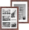 Q.Hou 11x14 Picture Frames Wood Patten Rustic Brown Set of 2, Each Frame with 2 Mats,Display 8x10 or Five 4x6 Photos with Mat & 11x14 Picture Without Mat for Wall Mount (QH-PF11X14-BR)