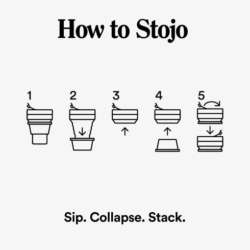 Stojo Collapsible Travel Cup With Straw Denim Blue, 16oz / 470ml - Reusable To-Go Pocket Size Silicone Bottle for Hot and Cold Drinks - Perfect for Camping and Hiking - Microwave & Dishwasher Safe