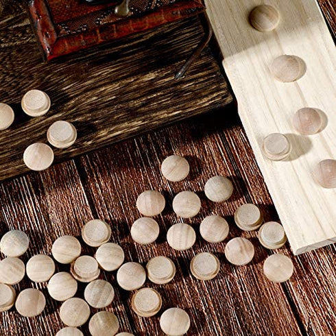 50 Pieces Button Plugs Wood Button Top Plugs Furniture Plugs Wood Screw Hole Plugs Flat Head Wood Plugs Screw Plug Wooden Hole Plugs Wood Caps Wood Screw