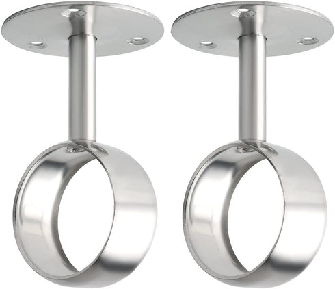 Alise 2-Inch Dia Shower Curtain Closet Rod Holder Pipe Flange Socket Ceiling Mount Bracket Fitting Parts Supports,Stainless Steel Brushed Nickel 2 Pcs
