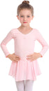 MdnMd Toddler Girls Ballet Leotards with Skirt Classic Short Sleeve Dance Gymnastic Ballerina Outfit Dress