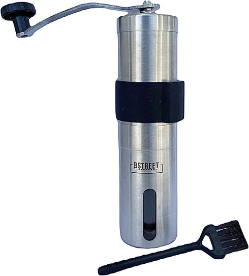 Manual coffee grinder - stainless steel conical ceramic burr coffee bean grinder for espresso and french press - portable for travel and camping - Adjustable hand crank for precision or coarse grind