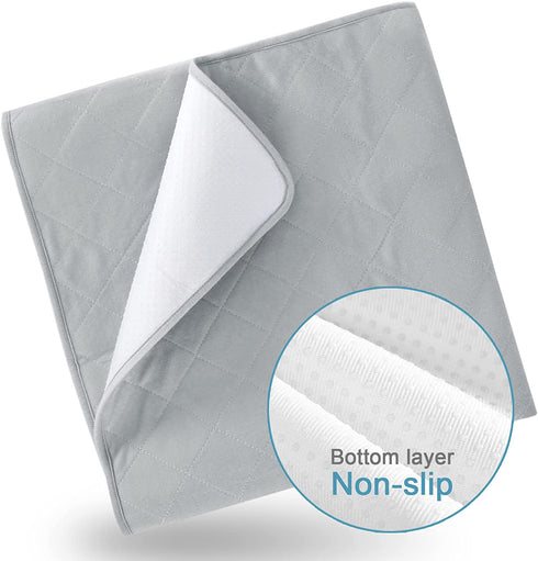 Bed Pads for Incontinence Washable Large (34" × 52"), Reusable Waterproof Bed Underpads with Non-Slip Back for Elderly, Kids, Women or Pets, Grey