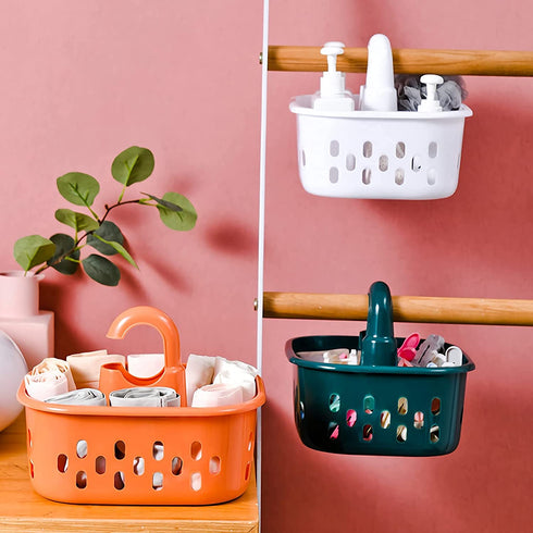 Portable Shower Tote Plastic Shower Caddy Basket Organizer with Handle for College, Dorm, Bathroom, Bedroom, Garden, White