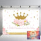 MEHOFOTO Little Princess Baby Shower Photo Studio Booth Background Pink Floral Shimmer Gold Crown Polka Dots Royal Celebration Photography Backdrops Banner for Cake Table Supplies 7x5ft