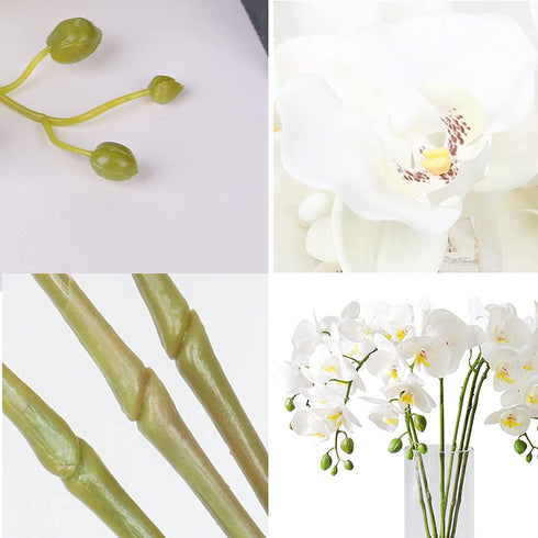 HinyoCo 5 Pcs Artificial Phalaenopsis Flowers Artificial Orchid Flowers 32 Inch Stem Plants for Home Wedding Decoration