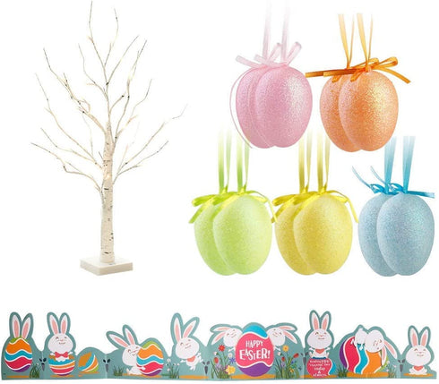 Vanthylit LED Easter Birch Tree Lights with Eggs Battery Powered Centerpiece Decoration Tabletop Tree Light for Home Wedding Holiday