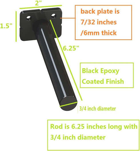 6.25" Solid Steel Floating Shelf Brackets, 2 Pack Heavy Duty Hidden Brackets Blind Shelf Supports with Hardware for Floating Wood Shelves Screws and Wall Plugs Included