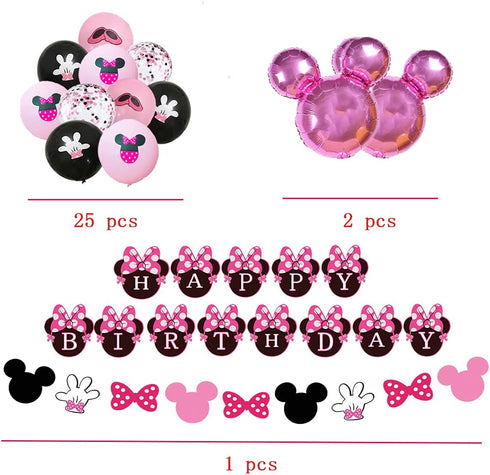 Minnie 3rd Birthday Party Supplies Minnie 3 Year Old Girls Birthday Party Decorations Minnie 3rd Birthday Cake Cupcake Toppers Number 3 Foil Balloon Banner Minnie Birthday Decorations