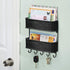 iDesign Twillo Steel Wall Mount 2-Tier Mail and Key Rack - 10.5" x 2.5" x 10.5", Matte Black