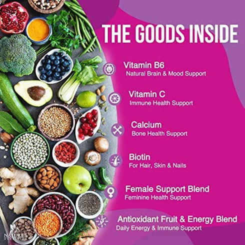 Multivitamin for Women, Nature's Daily Womens Multi Vitamin Supplement for Immune Health Support with Vitamins A, C, D, E and Zinc, Vitamin B12 for Energy with Biotin - 60 Capsules