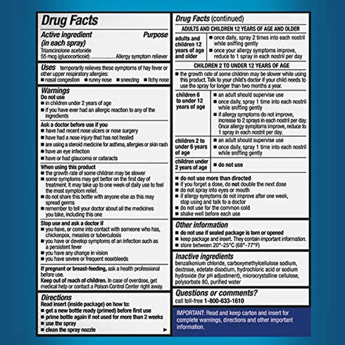 Nasacort Allergy 24HR Nasal Spray for Adults, Non-Drowsy & Alcohol-Free, 120 Sprays, 0.57 fl. oz.