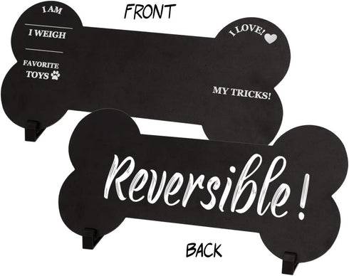 Ollypop Dog Milestone Chalkboard Sign - Birthday Photo Double Sided Reusable Keepsake Message with Stands for Adoptions, Birthday Parties, Holiday, Celebrations