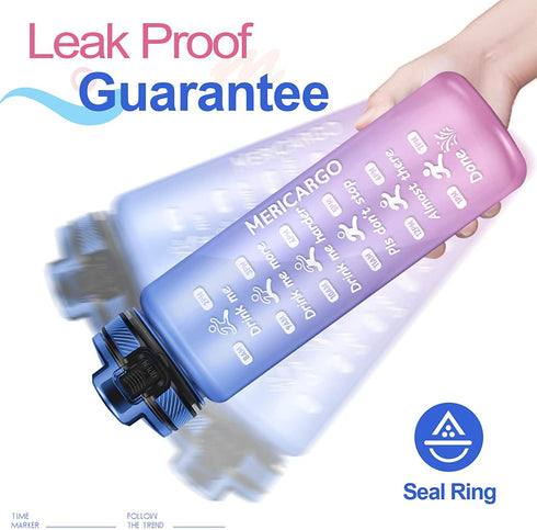 32oz Water Bottle with Time Marker, MERICARGO BPA Free Leakproof Tritan Reusable Water Jug to Ensure You Drink Enough Water Daily for Fitness, Gym, Outdoor Sports