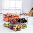 Set of 4 Fridge Storage Bins,Stackable Kitchen Pantry Cabinet, Freezer Food Organizer Box with Lid,Clear Plastic BPA Free Food Container for Kitchen Countertops, Refrigerator