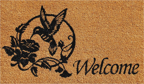 Calloway Mills 101931729 Hummingbird Welcome Doormat, 17" x 29" x 0.60", Natural, Black