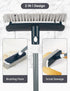 MEXERRIS Floor Scrub Brush with Long Handle - Stiff Carpet Deck Brush 2 in 1 Floor Scrubber Cleaning Grout Brush for Tile, Bathroom, Shower, Sink, Bathtub, and Kitchen Surface - Gray