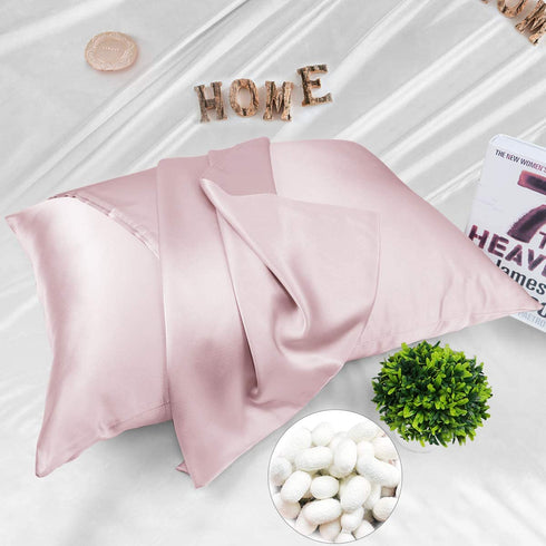 Adubor 100% Mulberry Silk Pillowcase for Hair and Skin with Hidden Zipper, Both Side 23 Momme Silk, 900 Thread Count(20x26inch, Standard Size, Pink, 1pc)