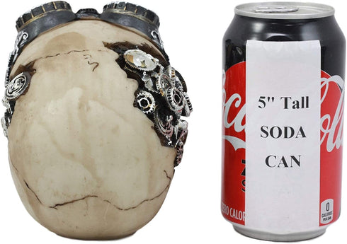 Ebros Geared Steampunk Pilot Aviator Robotic Skull Statue Victorian Industrial Sci Fi Decor Figurine with Painted 3D Protruding Gearwork Mechanism Design