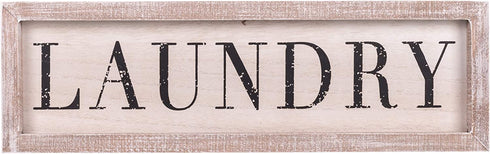 The Country House Laundry Farmhouse Distressed White 16 x 5 Rustic Wood Decorative Sign Plaque