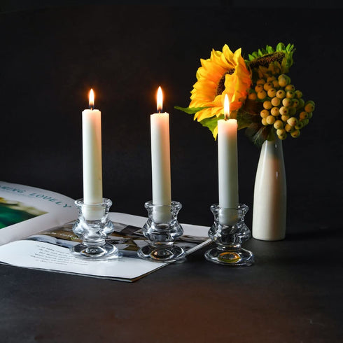 AGLARY 6PCS Glass Taper Candlesticks, Candle Holders for Table Centerpiece?Ideal Candle Holders for Wedding, Party, Birthday Decoration
