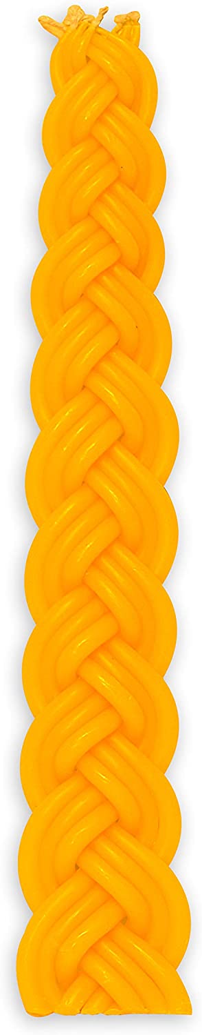 OHR CANDLES Braided Beeswax Havdalah Candle - Pure Bees Wax Shabbat Candle - Shabbat Judaica Gift - Flat Braid- 3-Pack