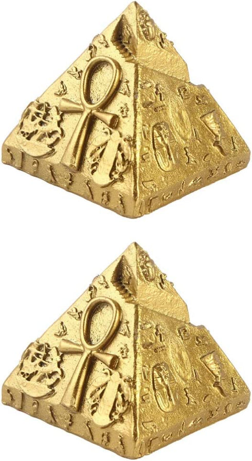 IMIKEYA Mini Pyramid Model Egyptian Pyramid Egypt Figurine Statue Model Sculpture Feng Shui Decorations Home Office Decor 2pcs