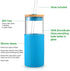 Zenbo Glass Tumbler 24 oz Iced Coffee Cup Smoothie Cups Reusable with straw And Bamboo Lid and Silicone Protective Sleeve
