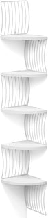 Love-KANKEI Corner Shelf Wall Mount of 5 Tier Rustic Solid Wood Floating Shelves for Bedroom Wall Shelves Living Room Bathroom Kitchen Office and More White and White Brackets