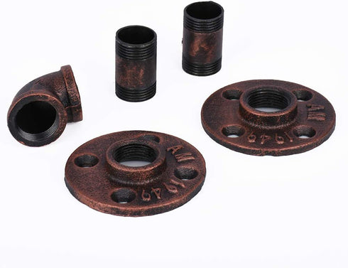 Shelf Brackets,GoYonder Industrial Pipe Floating Shelf Brackets Wall Mounted Pipe Brackets for Steampunk Home Decor,2 Pack (8x8CM, Bronze Finish)