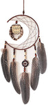 WEAGO Unique Owl Dream Catchers for Hanging,Half Circle Moon Net Dream Catcher,Wooden Beads& Owl Feather with Small Circle Pendant Dream Catchers,Wall Hanging Decoration Bedroom Home Ornament Gift