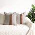Farmhouse Decoration Pillow Covers 18x18 inch Set of 2 Modern Faux Leather and Ticking Stripe Pillow Covers Boho Indoor Outdoor Decor Cushion Covers for Couch Sofa,Gray