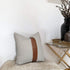 Farmhouse Decoration Pillow Covers 18x18 inch Set of 2 Modern Faux Leather and Ticking Stripe Pillow Covers Boho Indoor Outdoor Decor Cushion Covers for Couch Sofa,Gray
