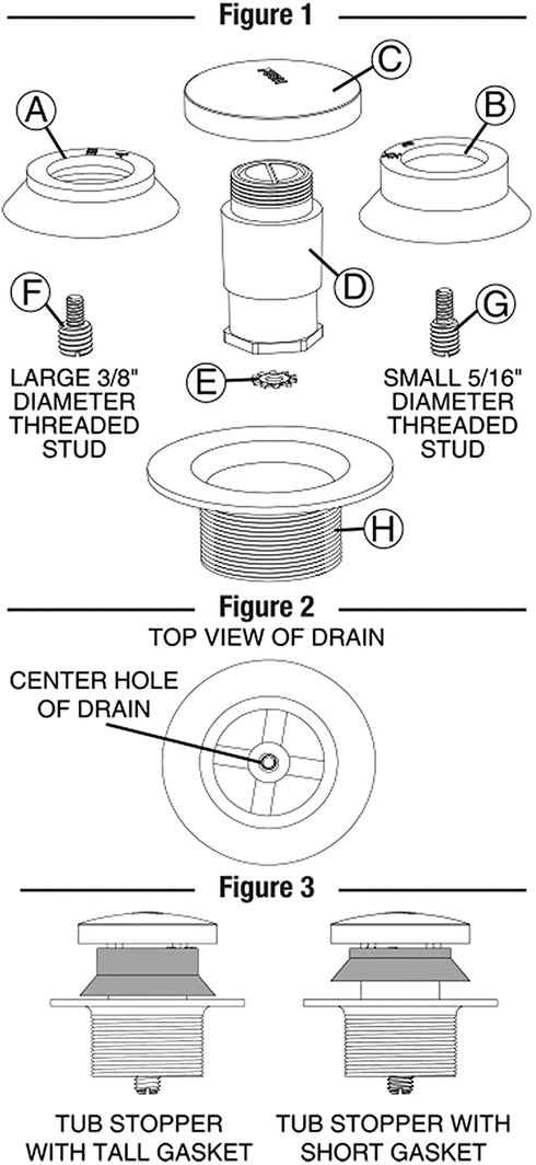 DANCO Universal Touch-Toe Push Button Tub Stopper, Chrome, 2 inch x 2-1/4 inch, 1-Pack (80811)