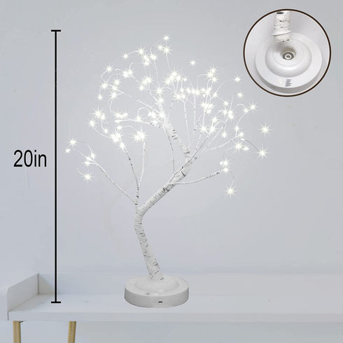 108 LED Birch Tree Lights 20 Inches Artificial Tabletop Fairy Tree Lamp Eight Lighting Modes USB or Battery Operated with Timer Decor for Bedroom Living Room Wedding Christmas Easter (White Light)