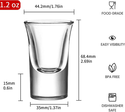 Shot Glass Set of 24 -1.2oz/35ml Clear Shot Glass with Heavy Base, Rock Shot Glasses bulk for Cocktail, Vodka, Espressos, Liqueurs, Tequila and Desserts