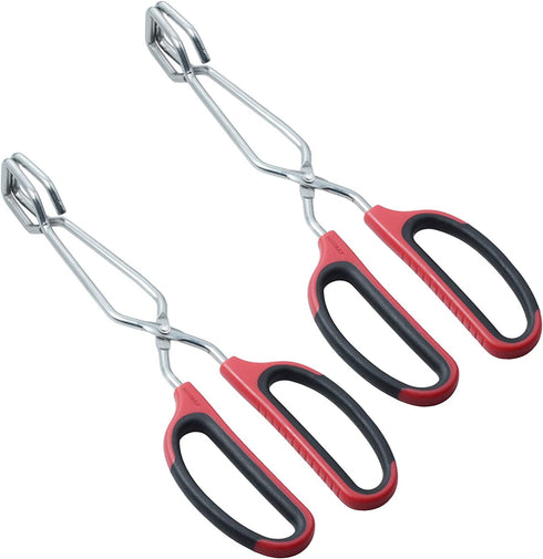 HINMAY Stainless Steel Scissor Tongs with Comfort-Grip Handle 10-Inch, Set of 2
