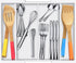 Bamboo Kitchen Drawer Organizer,Expandable Silverware Organizer,Utensil Holder and Cutlery Tray with 4 Adjustable Compartments,White