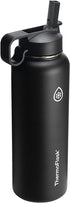 Thermoflask Double Stainless Steel Insulated Water Bottle with Two Lids, 40 Ounce, Black