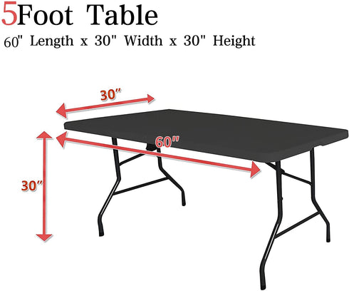 Obstal 5ft Stretch Spandex Table Cover for Standard Folding Tables - Universal Rectangular Fitted Tablecloth Protector for Wedding, Banquet and Party