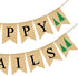 Amosfun HAPPY TRAILS Garland Swallowtail Banner Linen Flag Baby Birthday Decorative Bunting Supplies Party Garland for Festival Decorations