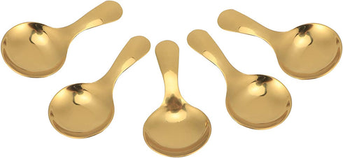 5Pcs Ice Cream Scoop, Mini Stainless Steel Short Handle Spoon for Tea Coffee Dessert Sugar Condiment Kids Eating(Gold)