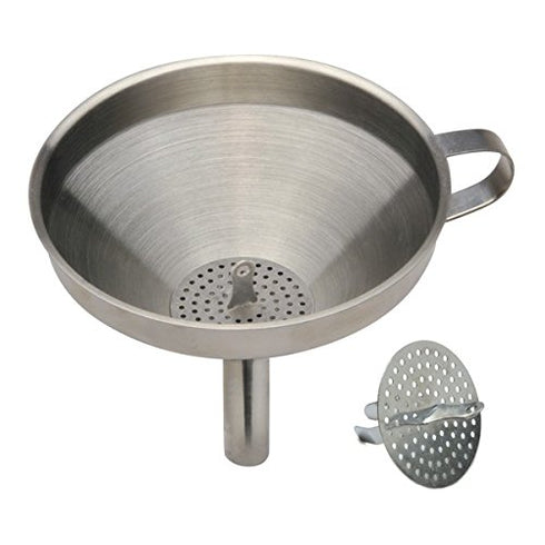 Norpro 5-Inch Stainless Steel Funnel with Detachable Strainer, Set of one, Silver