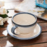 Coffeezone Vintage Design 12 oz Ceramic Latte Art Cappuccino Barista Cup with Saucer (Beige)