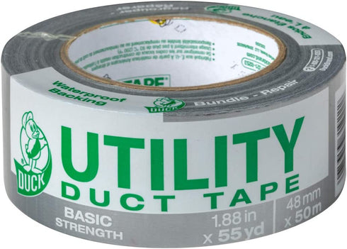 Duck Tape Brand 1118393 Utility Duct Tape Basic Strength, 1-Pack 1.88 Inch x 55 Yard Silver