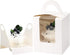 White Cupcake Boxes,50pcs Single Cupcake Carrier with Window Insert and Handle Kraft Pastry Containers Muffins Cupcake Carriers for Bakery Wrapping Party Favor Packing Treat Box