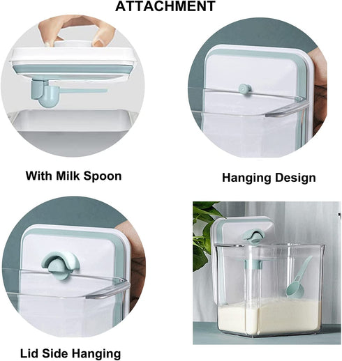 Formula Dispenser Container with Scraper Pop Up Food Container Airtight 600g 1700ml - Updated Design, Rectangle