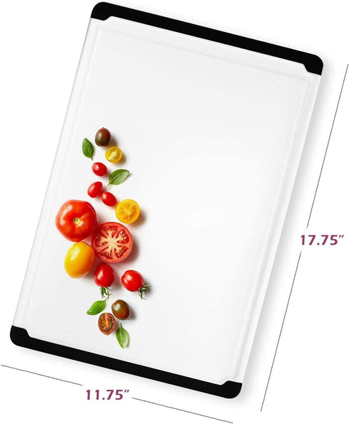 Large Cutting Board with Juice Groove - 17.75" Plastic Kitchen Chopping Board for Meat Cheese and Vegetables Heavy Duty Serving Tray